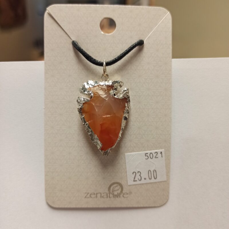 Carnelian Arrowhead Pendant with Silver Foil Edge (5021)