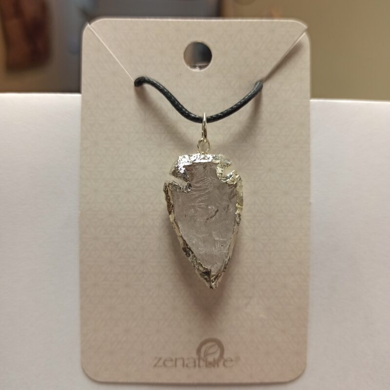 Clear Quartz Arrowhead Pendant with Silver Foil Edge (5021)