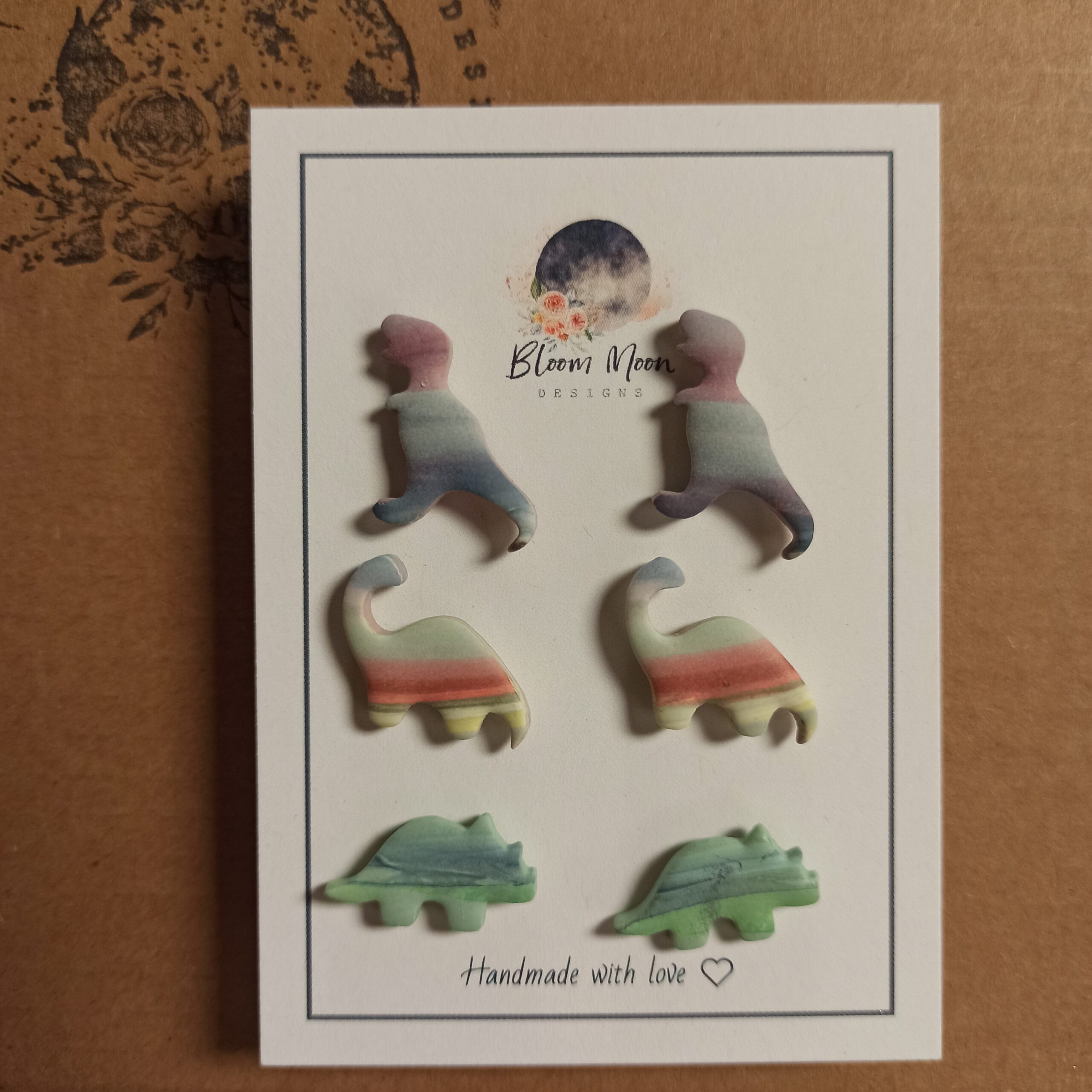 Mini Dino Stud Earrings Set - 3 Pairs (5071)