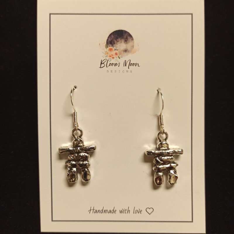 Silver Plated Inukshuk Earrings  (5080)