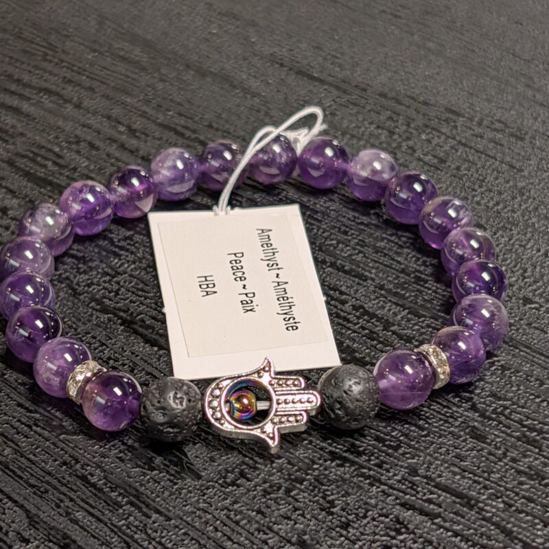 Hamsa Gemstone Bracelet (5085) - Amethyst