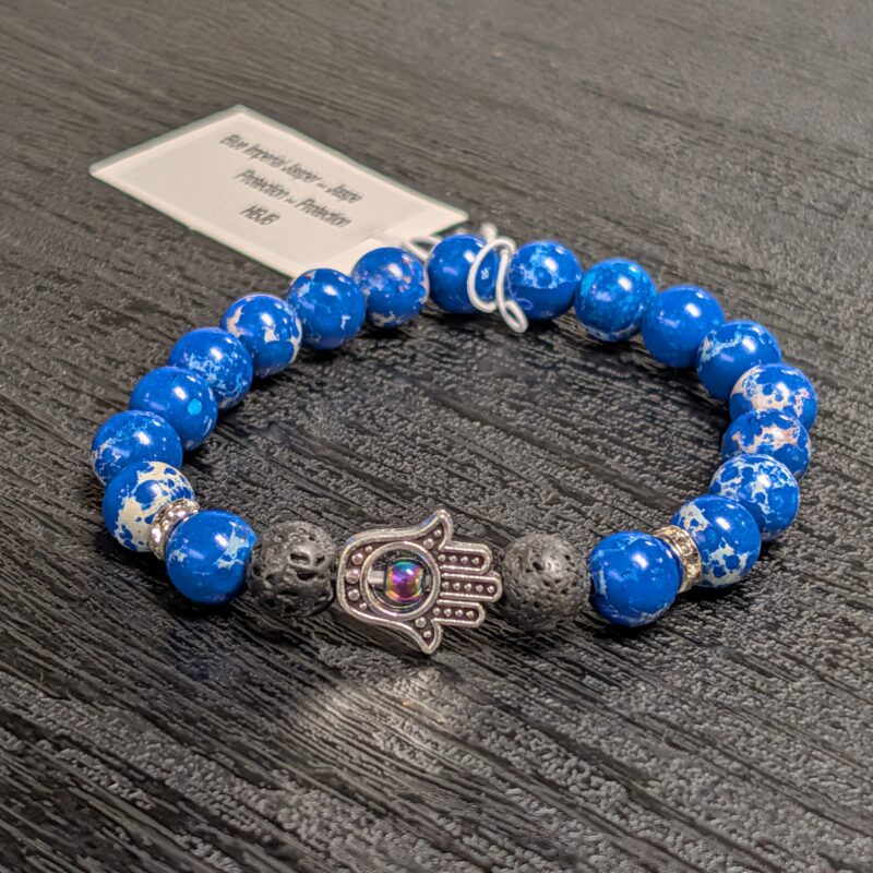 Hamsa Gemstone Bracelet (5085) - Blue Imperial Jasper