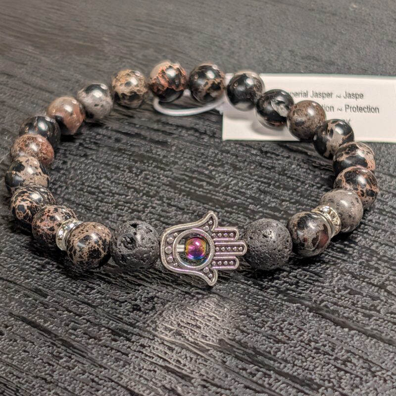 Hamsa Gemstone Bracelet (5085) - Black Imperial Jasper Copy