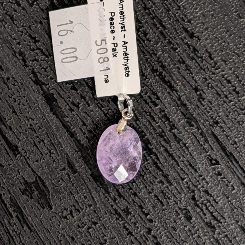 Faceted Oval Pendant (5081) - Amethyst